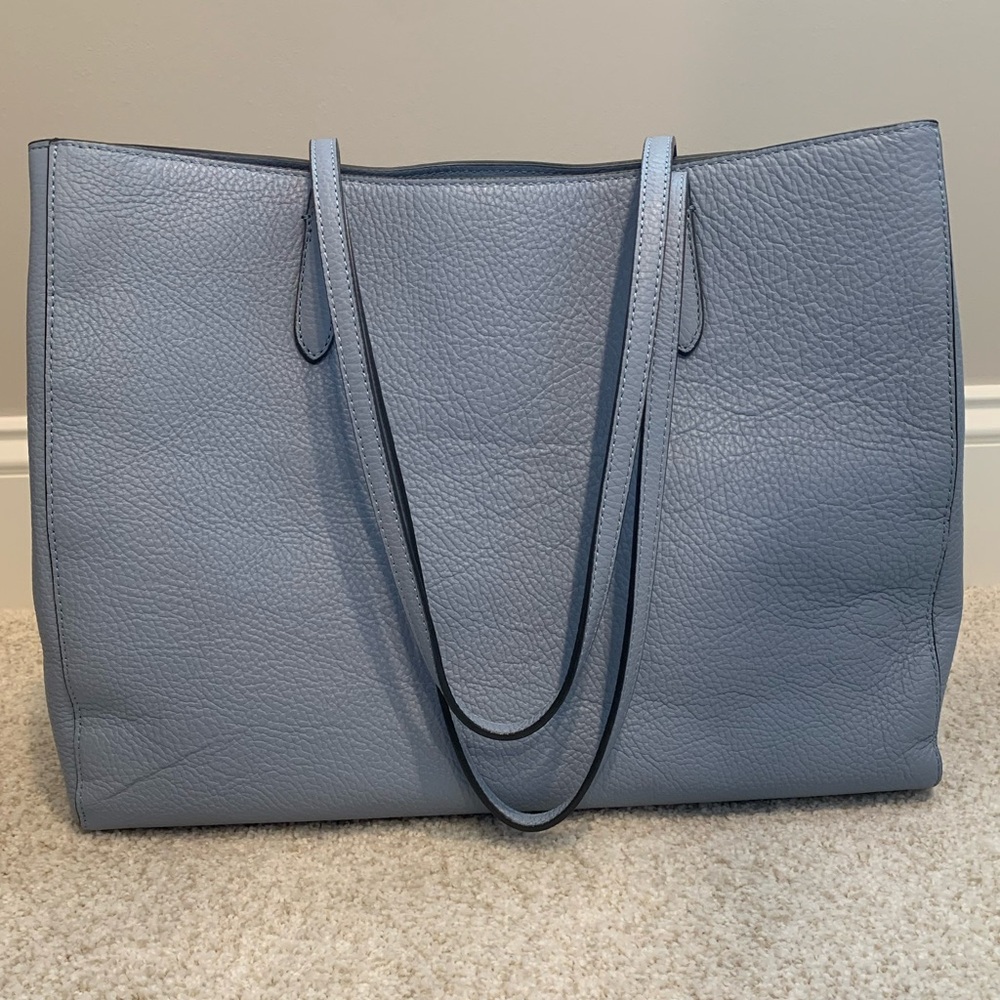 Banana Republic Italian Leather Light Powder Blue Tote Bag Purse